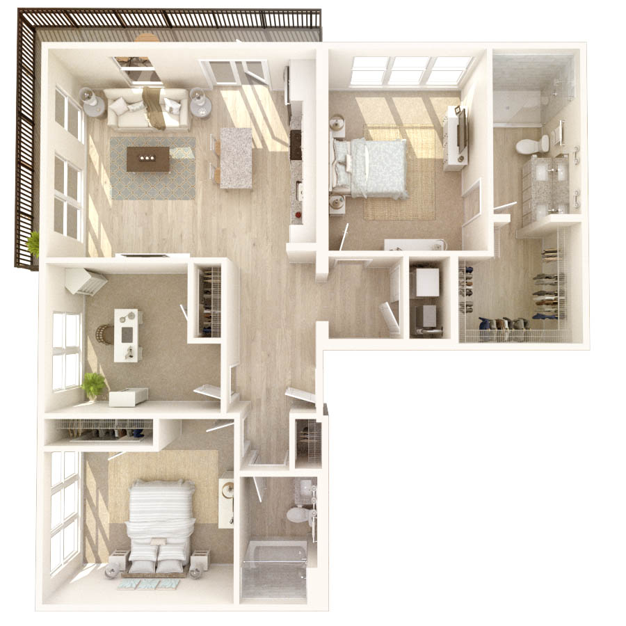 #345 - 3 bedroom floorplan layout with 2 bathrooms and 1560 square feet