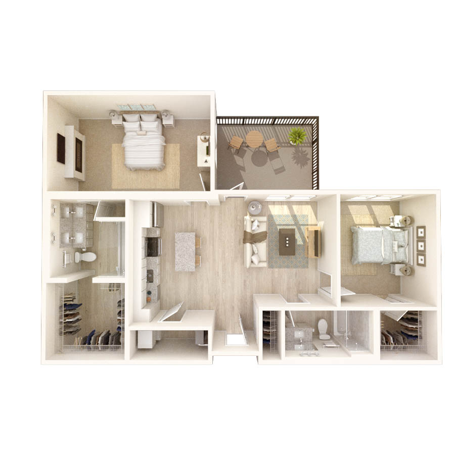 #628 - 2 bedroom floorplan layout with 2 bathrooms and 1374 square feet