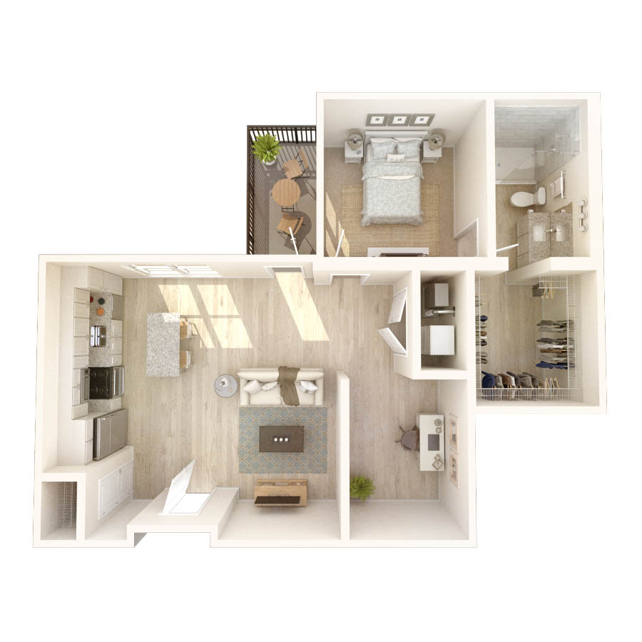 #234 - 1 bedroom floorplan layout with 1 bathroom and 820 square feet