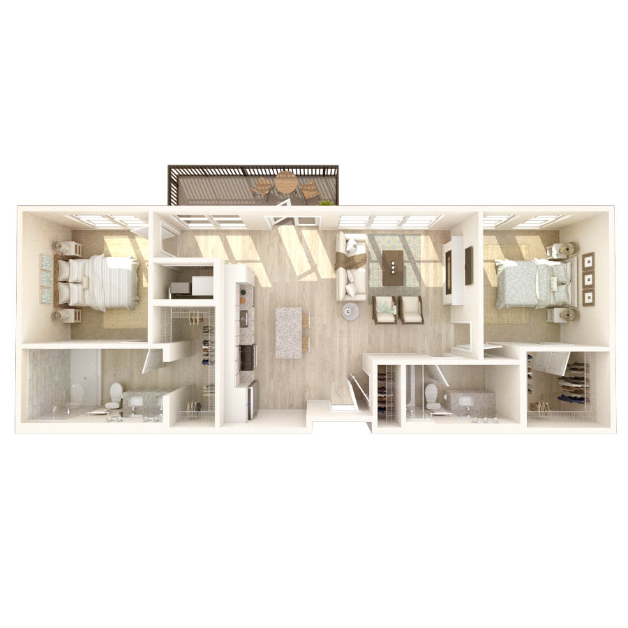 #629 - 2 bedroom floorplan layout with 2 bathrooms and 1162 square feet