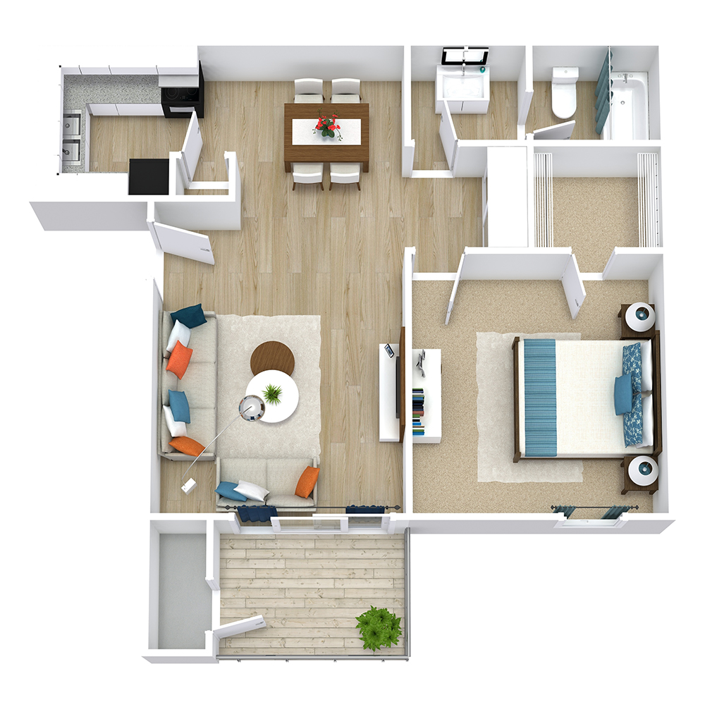 Deluxe 1 Bedroom floor plan