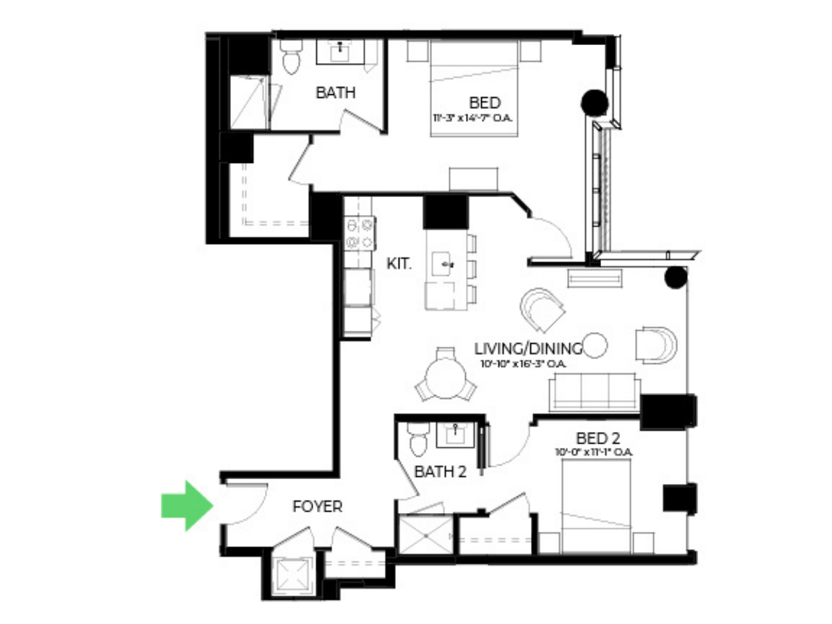 B24 | 2 Bed | 2 Bath floor plan
