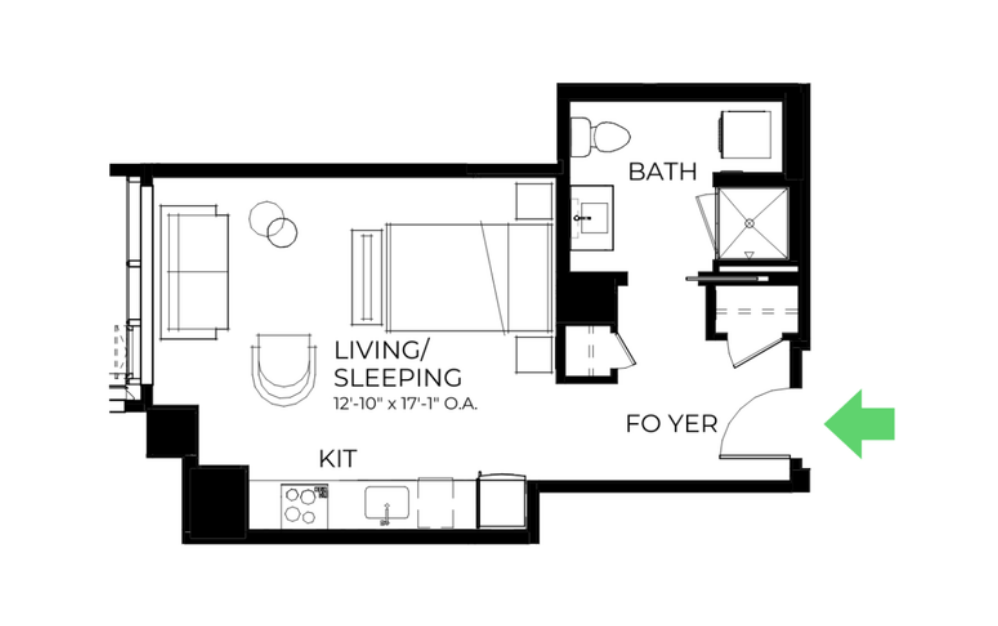 S12A | Studio | 1 Bath floor plan