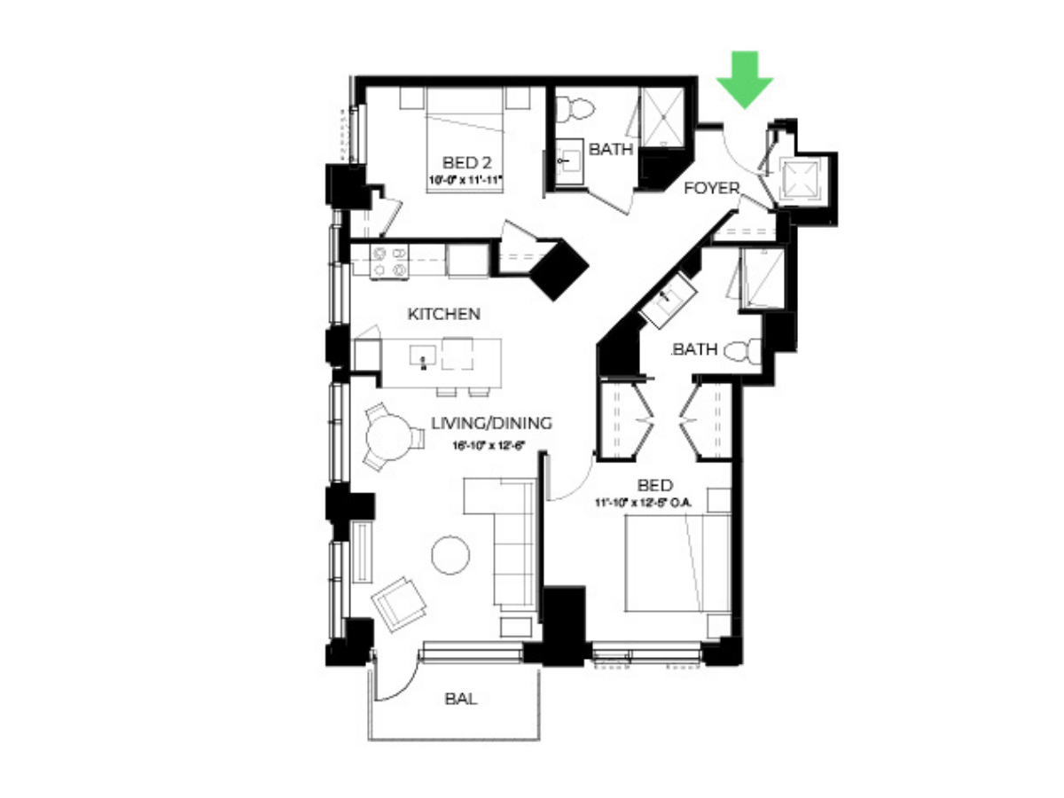 B20 | 2 Bed | 2 Bath floor plan