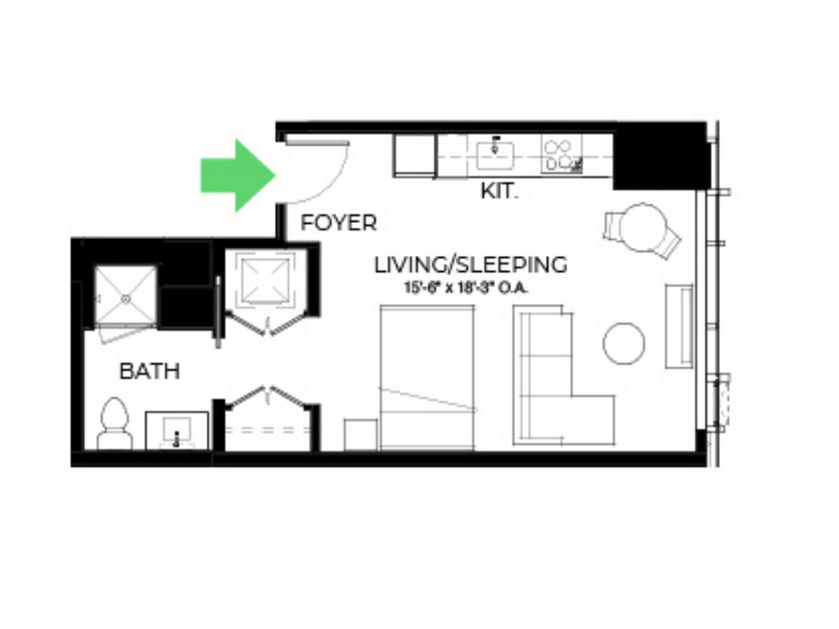 S37 | Studio | 1 Bath floor plan