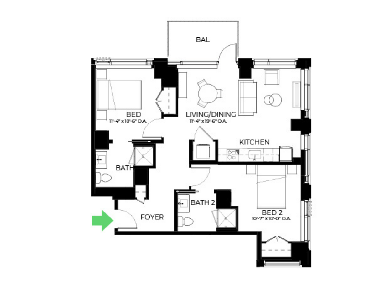 B29 | 2 Bed | 2 Bath floor plan