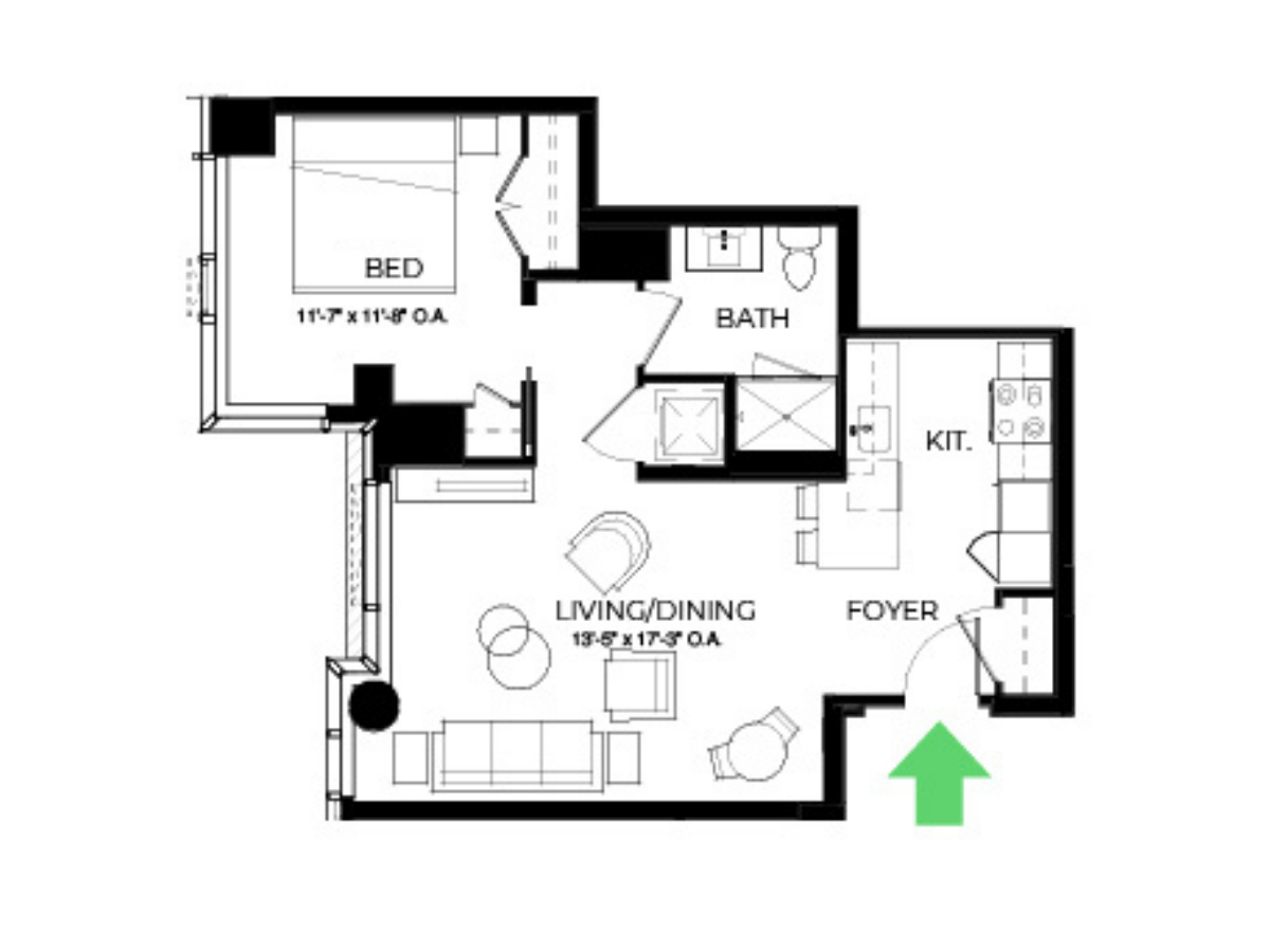A35 | 1 Bed | 1 Bath floor plan