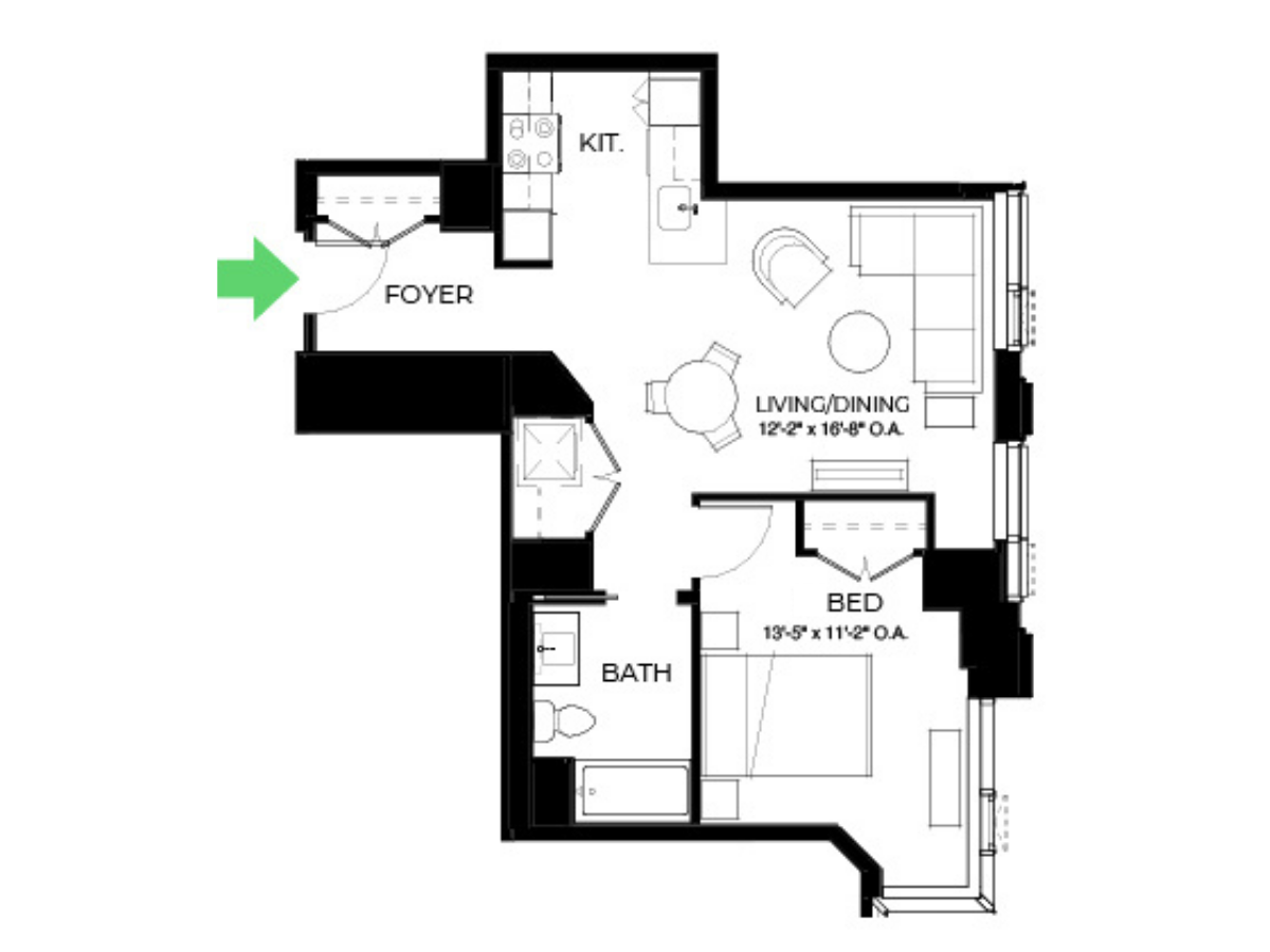 A41 | 1 Bed | 1 Bath floor plan