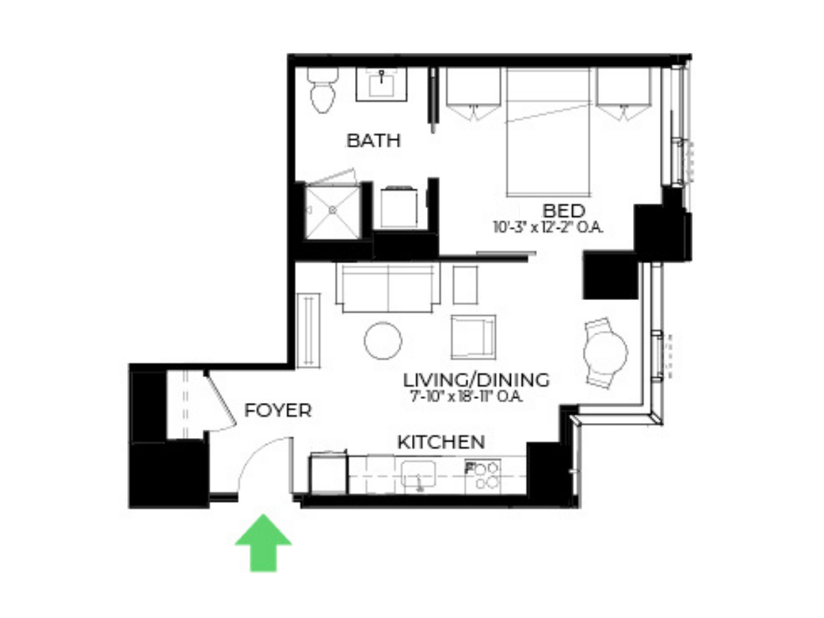 A26 | 1 Bed | 1 Bath floor plan
