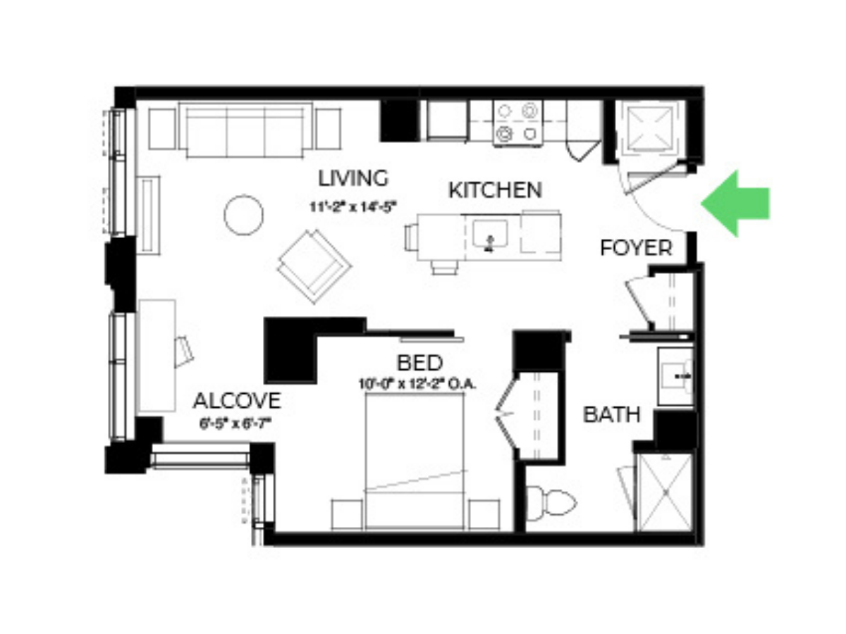 A19 | 1 Bed | 1 Bath floor plan