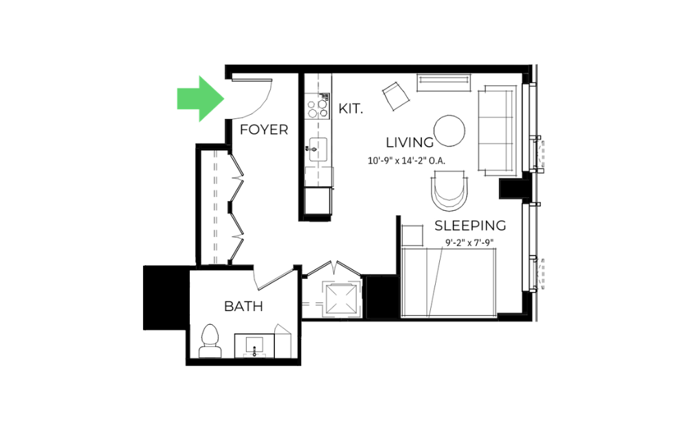 S39A | Studio | 1 Bath floor plan