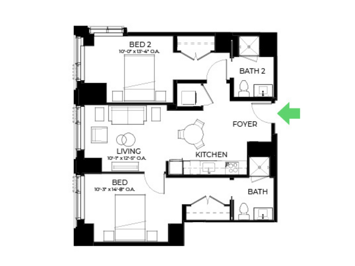 B11 | 2 Bed | 2 Bath floor plan
