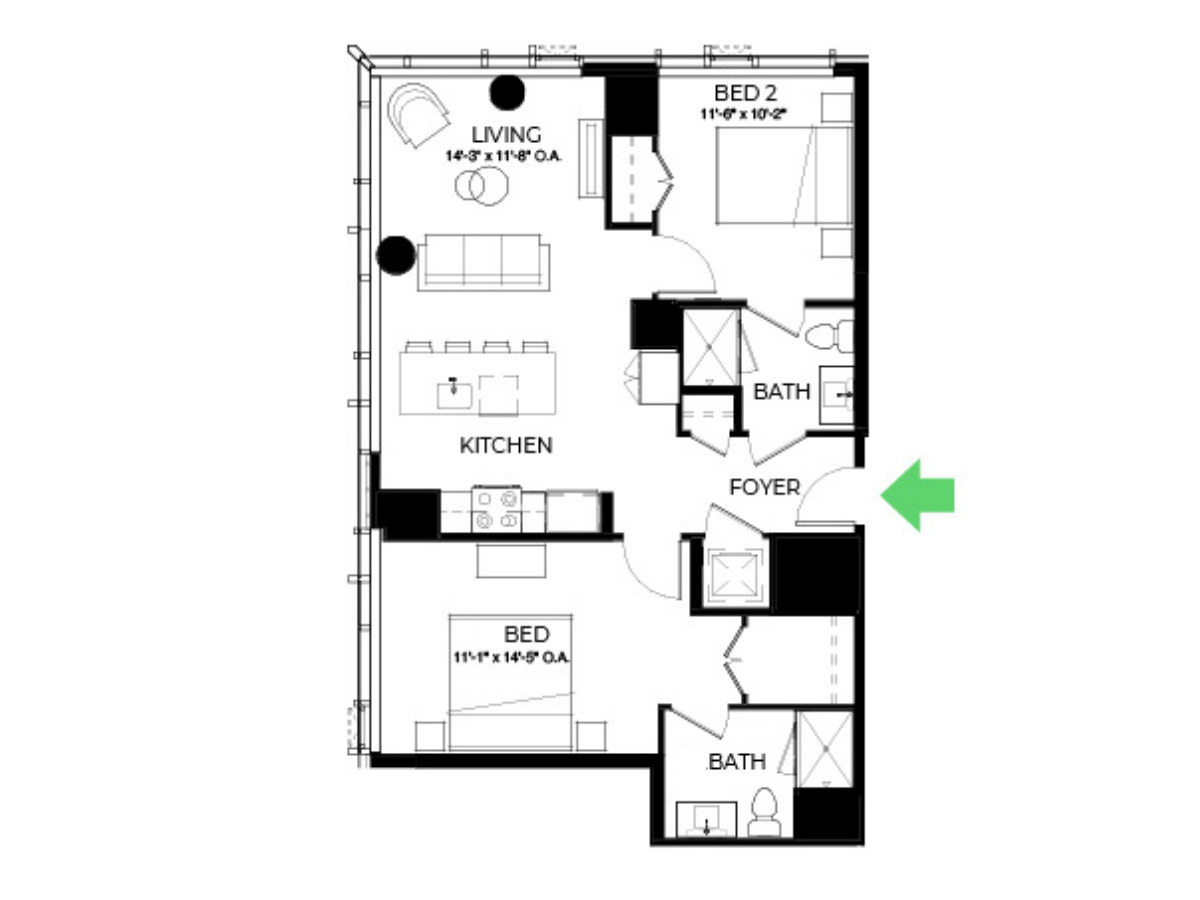 B34  | 2 Bed | 2 Bath floor plan