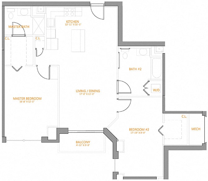2 Bed/2 Bath-G floor plan