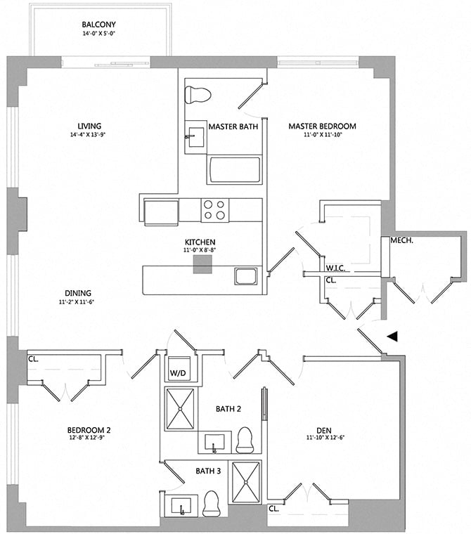2 Bed/3 Bath Den-01-10-PH floor plan