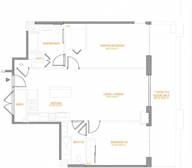 2 Bed/2 Bath-C floor plan