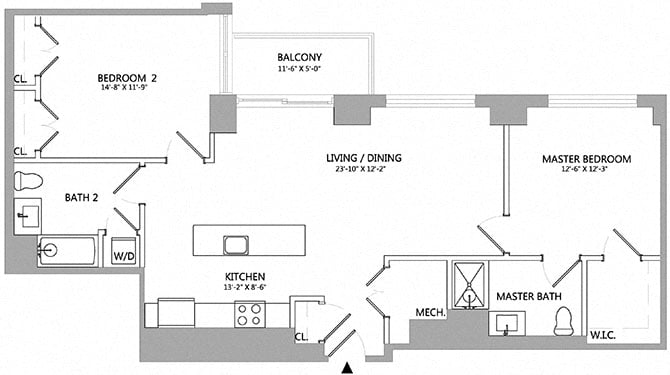 2 Bed/2 Bath-09-7-PH floor plan