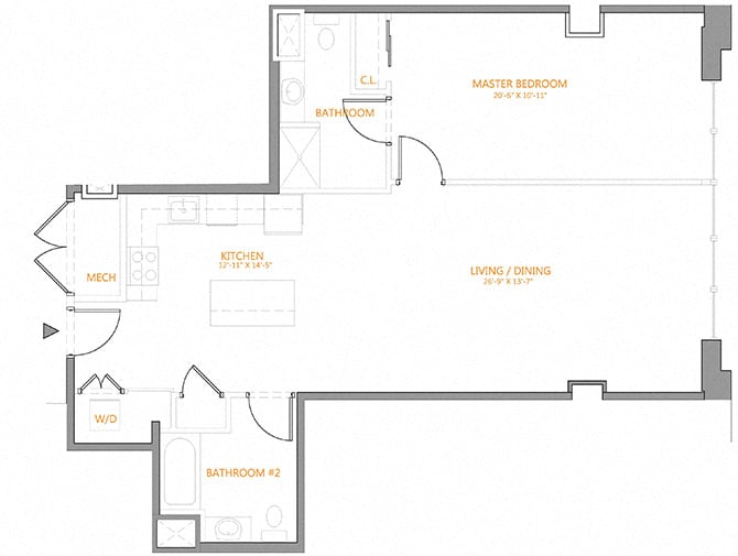 1 Bed/2 Bath-4E floor plan