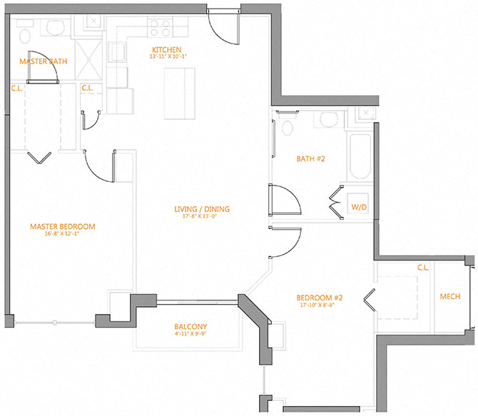 2 Bed/2 Bath-G floor plan