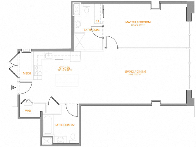 1 Bed/2 Bath-4E floor plan