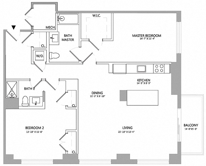 2 Bed/2 Bath-07-7-PH floor plan