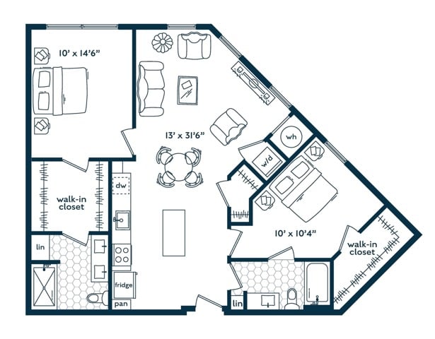 Two Bedroom Two Bath floor plan