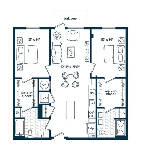 Two Bedroom Two Bath floor plan