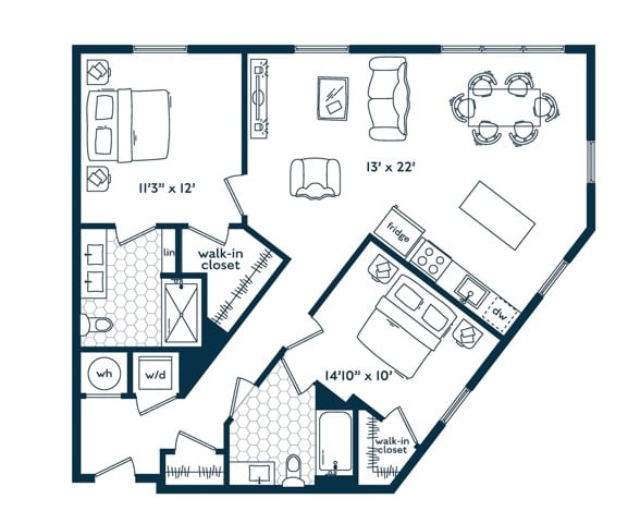 Two Bedroom Two Bath floor plan