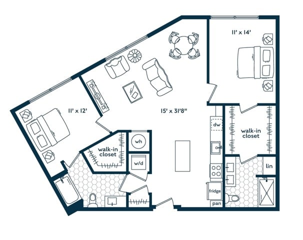 Two Bedroom Two Bath floor plan