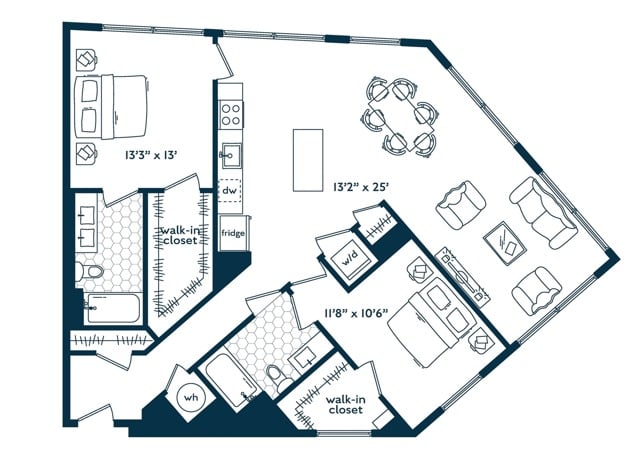Two Bedroom Two Bath floor plan