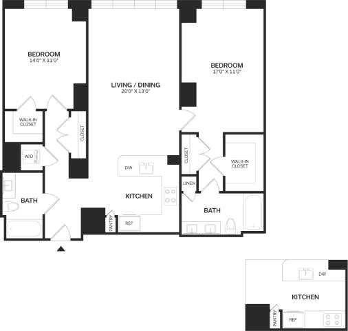 2 Bed/2 Bath-B6-Renovated floor plan