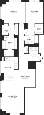 2 Bed/2 Bath-B7 floor plan