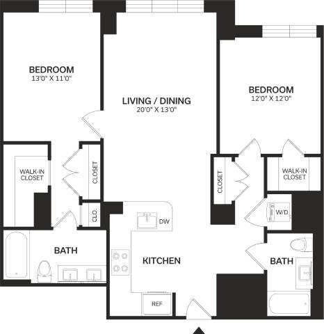 2 Bed/2 Bath-B3-Renovated floor plan