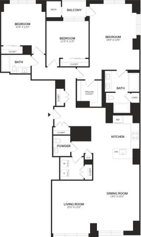 3 Bed/2 Bath PH-C2P floor plan