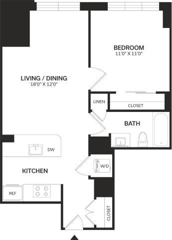 1 Bed/1 Bath-A1 floor plan