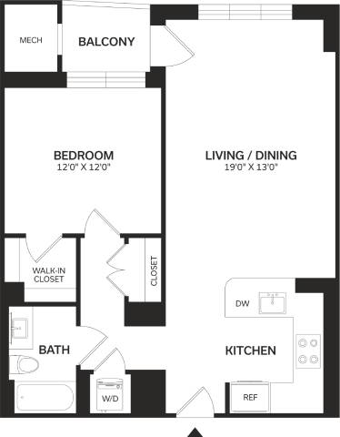 1 Bed/1 Bath-A5-Renovated floor plan