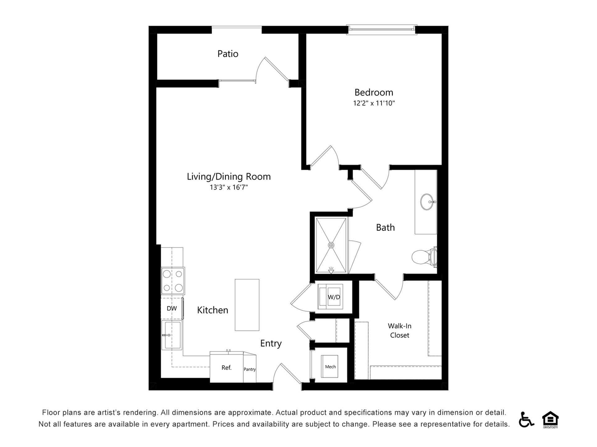 1x1D floor plan