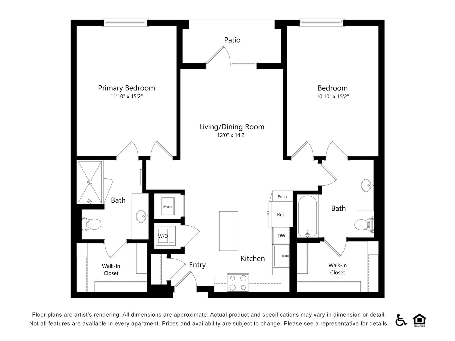 2x2B floor plan