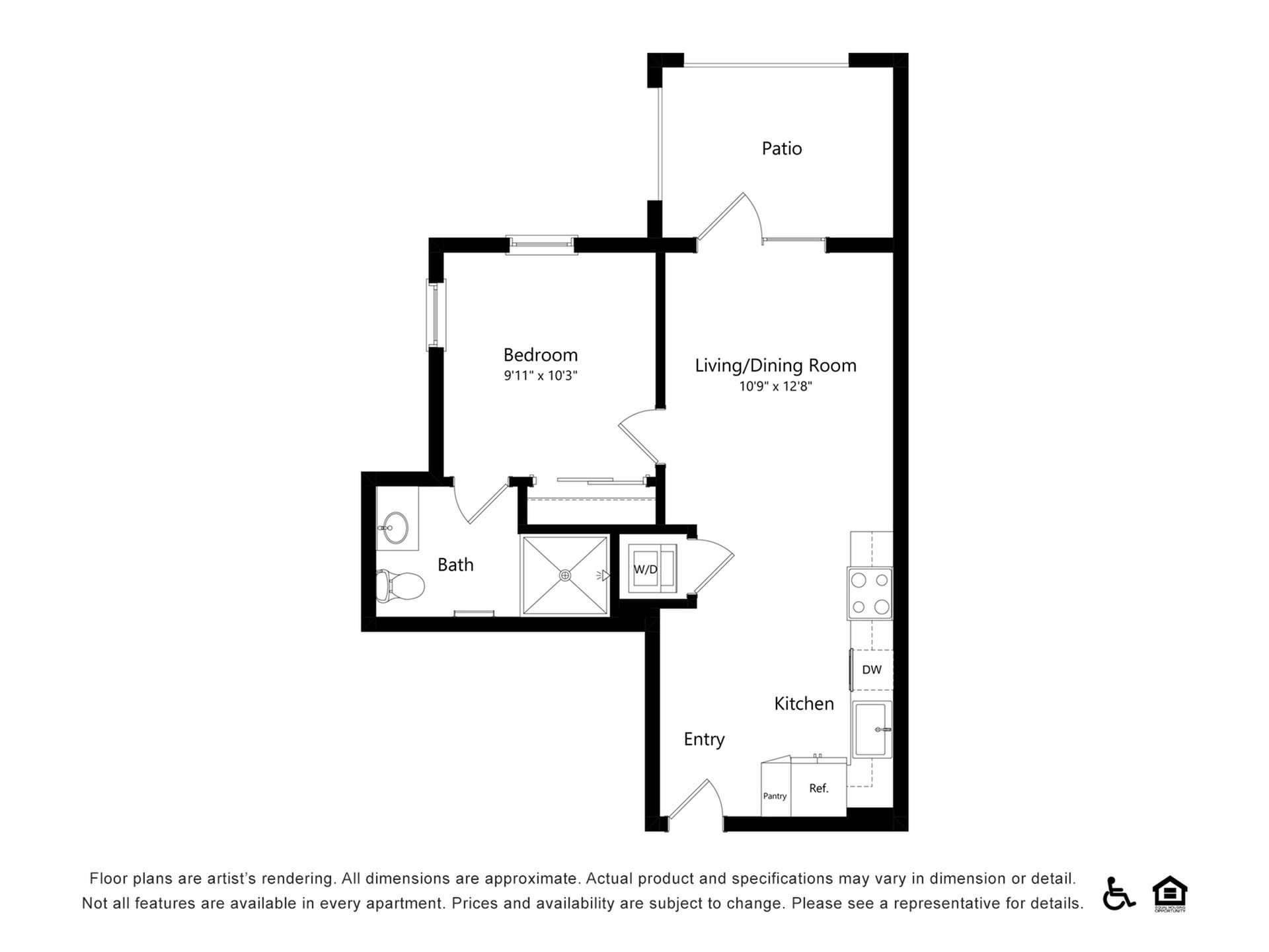 1x1A floor plan