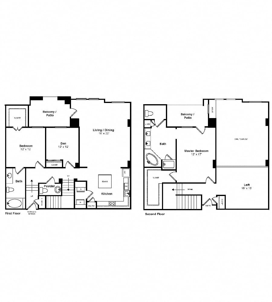Rendering of the Miramar Townhome floor plan with 3 bedroom[s] and 2.5 bathroom[s] at The Monterey by Windsor