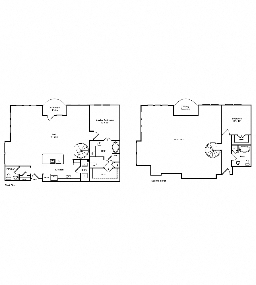 Rendering of the Cabana Loft floor plan with 2 bedroom[s] and 2.5 bathroom[s] at The Monterey by Windsor