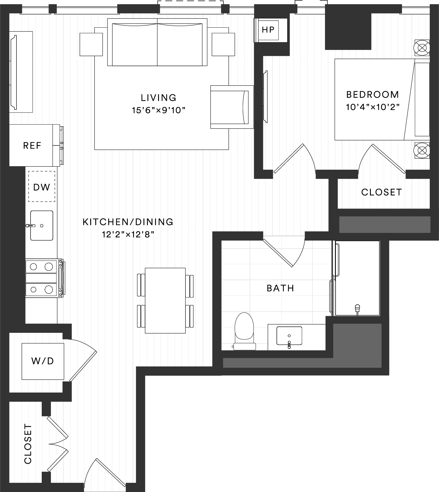 1 Bed/1 Bath-1A-2 floor plan