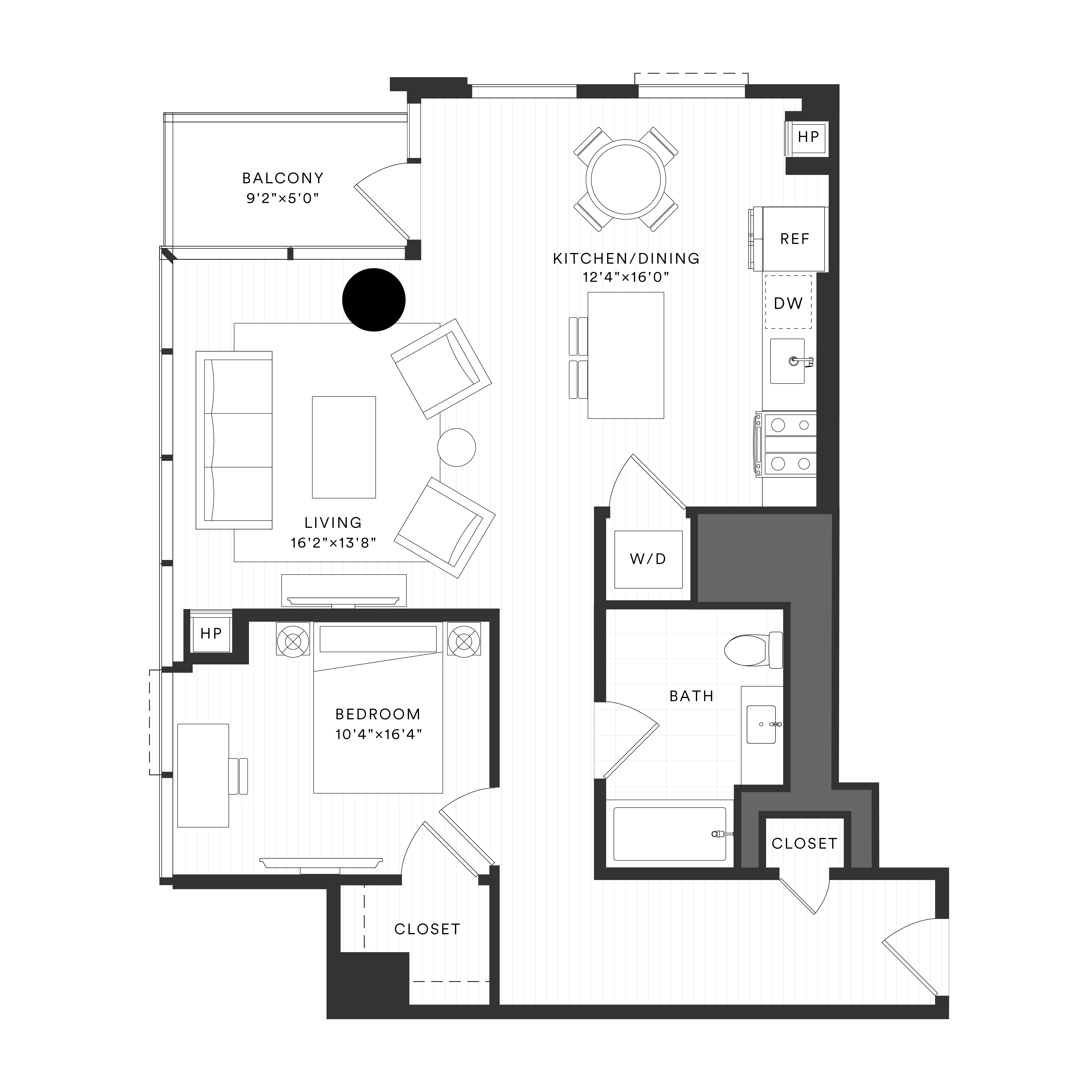 1 Bed/1 Bath-1G floor plan