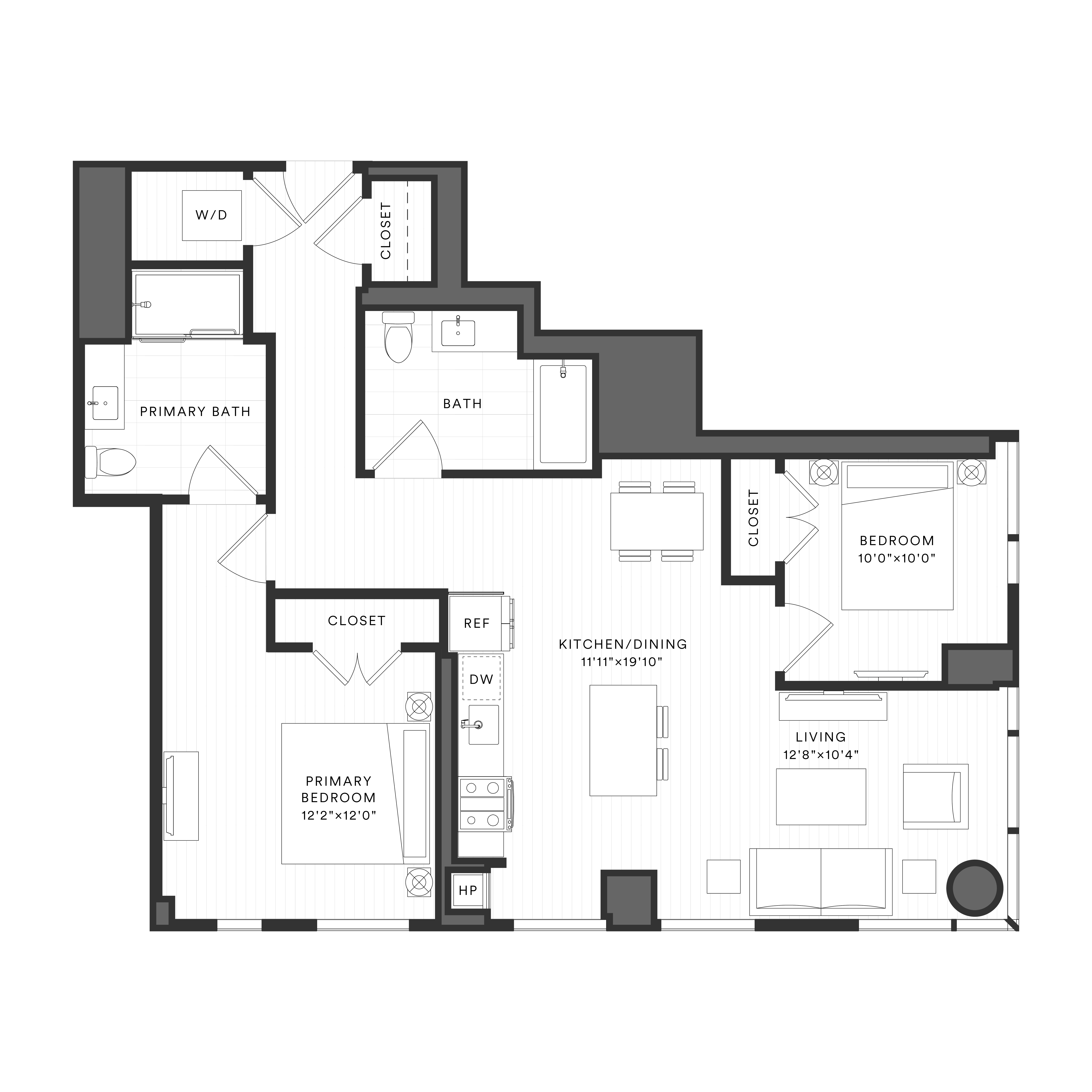 2 Bed/2 Bath-2C floor plan