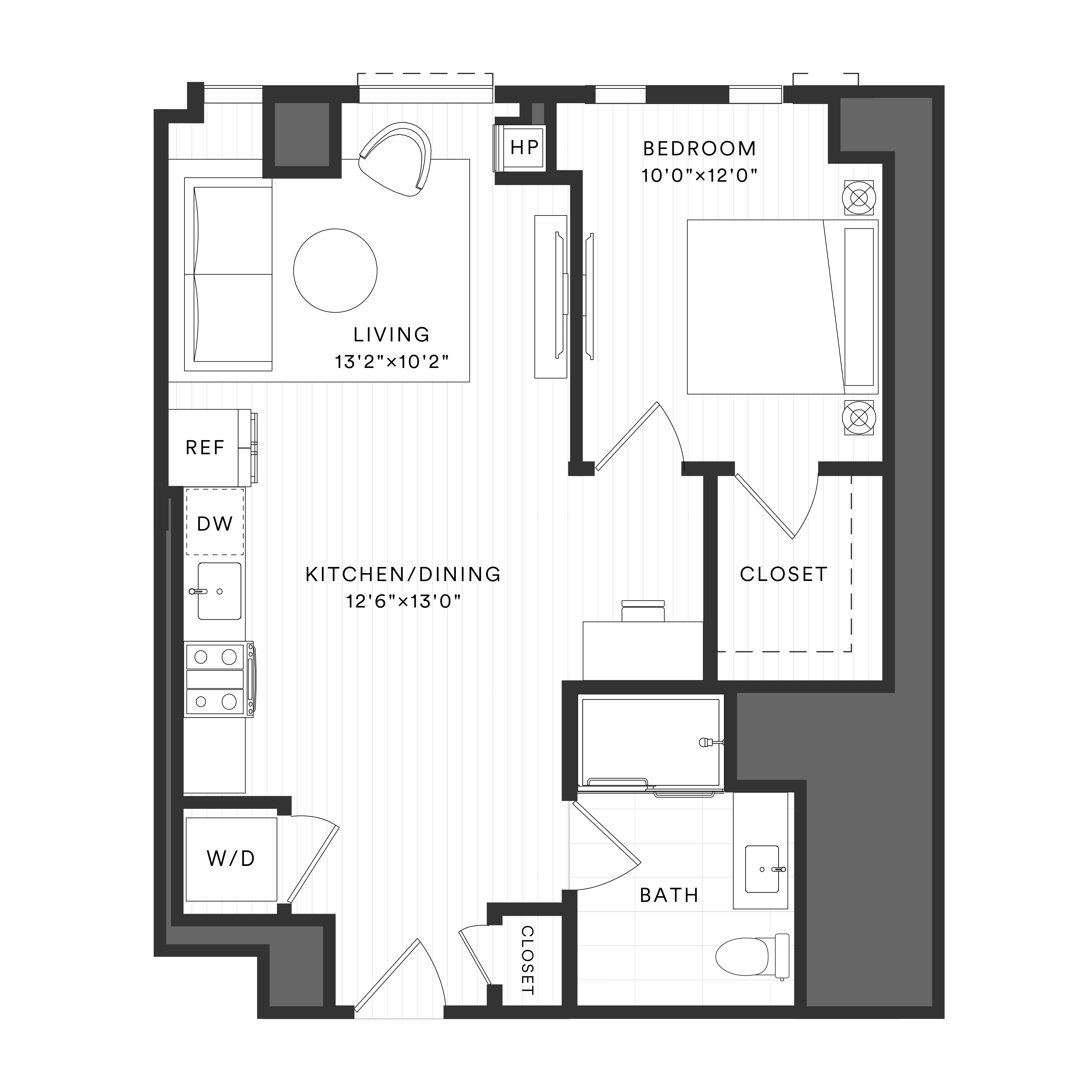 1 Bed/1 Bath-1B-2 floor plan