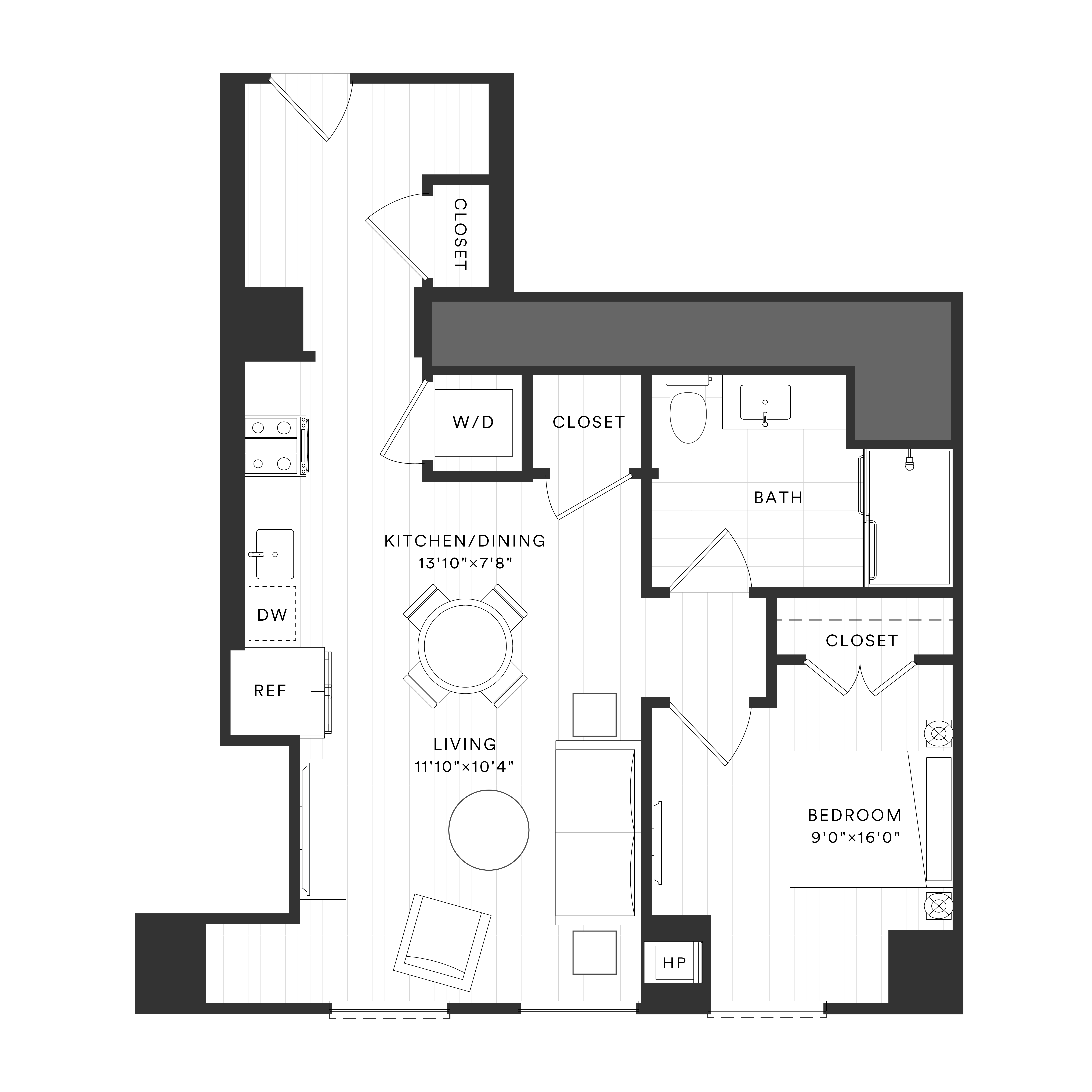 1 Bed/1 Bath-1D floor plan