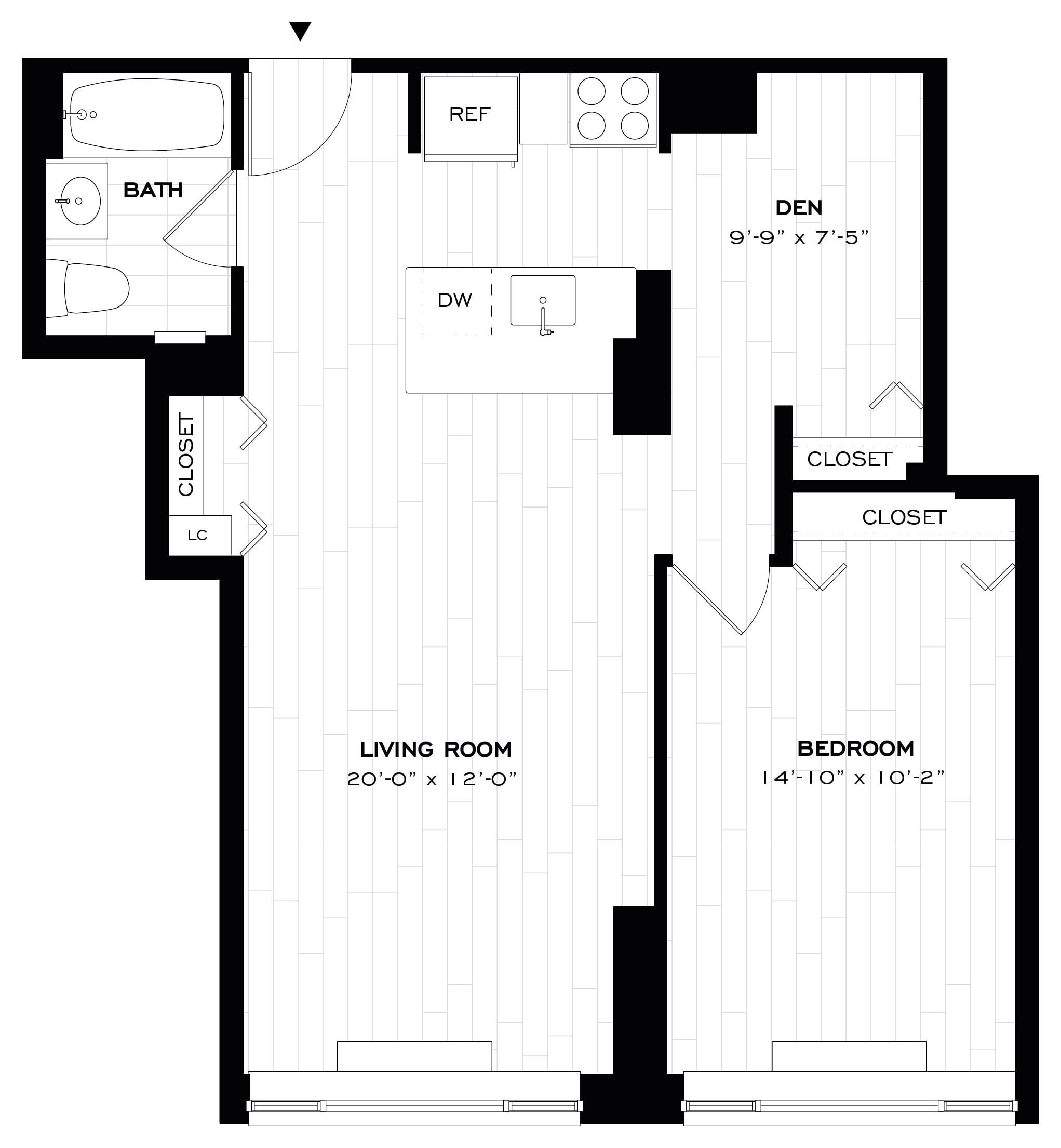 1 Bed/1 Bath Den-A12 floor plan