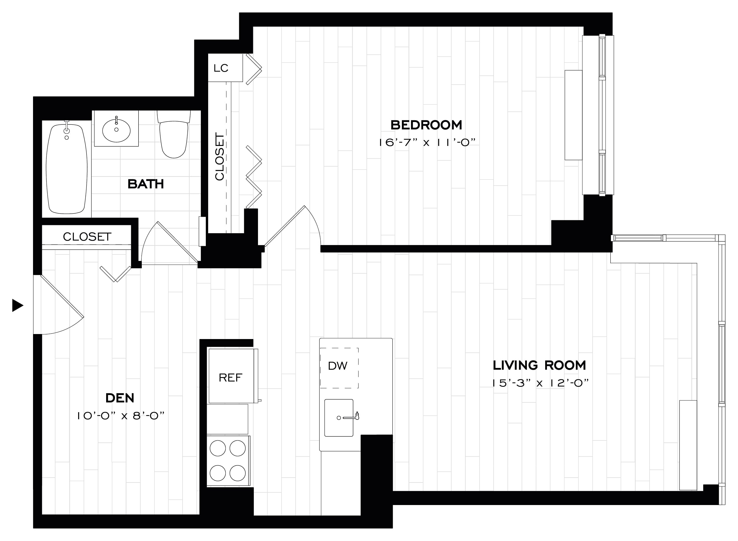 1 Bed/1 Bath Den-A08.6 floor plan