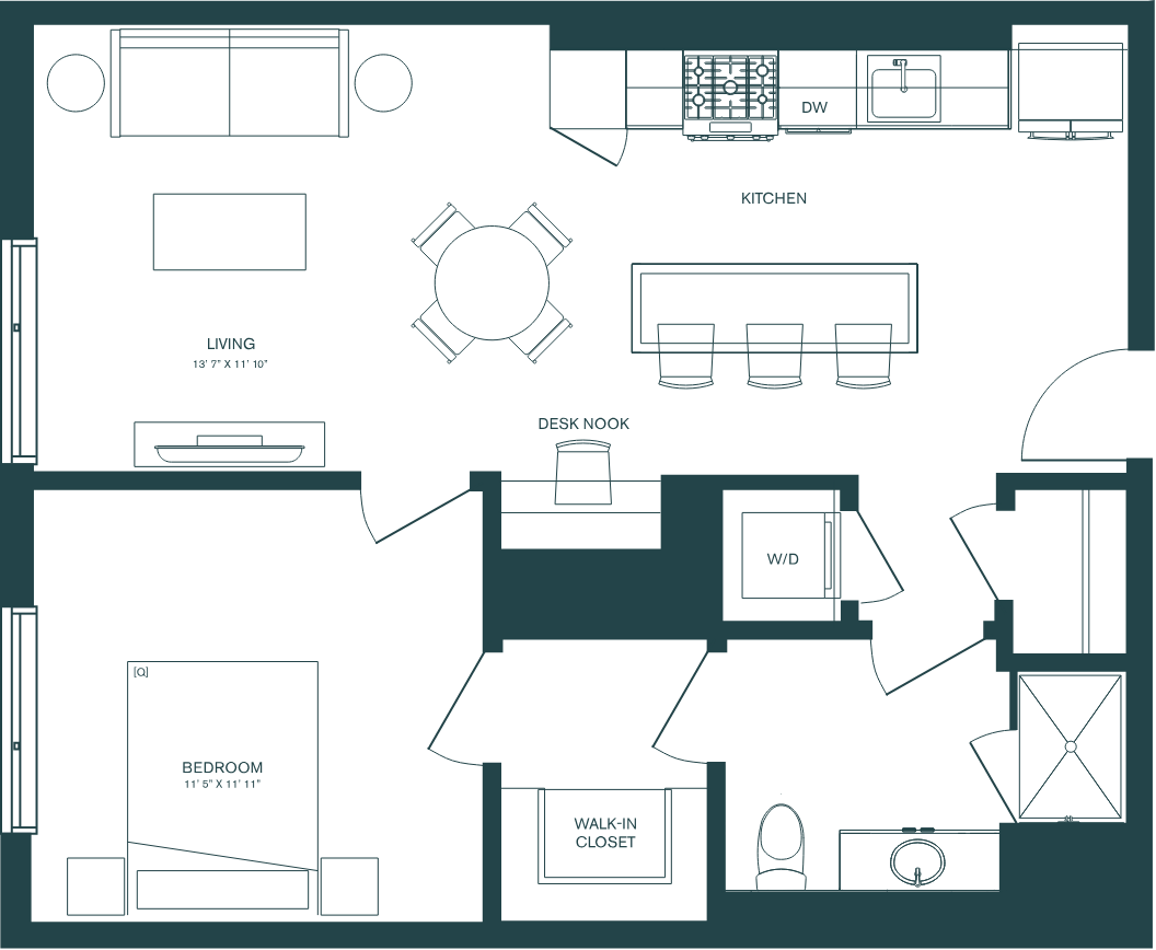 1 Bed/1 Bath-B4 floor plan