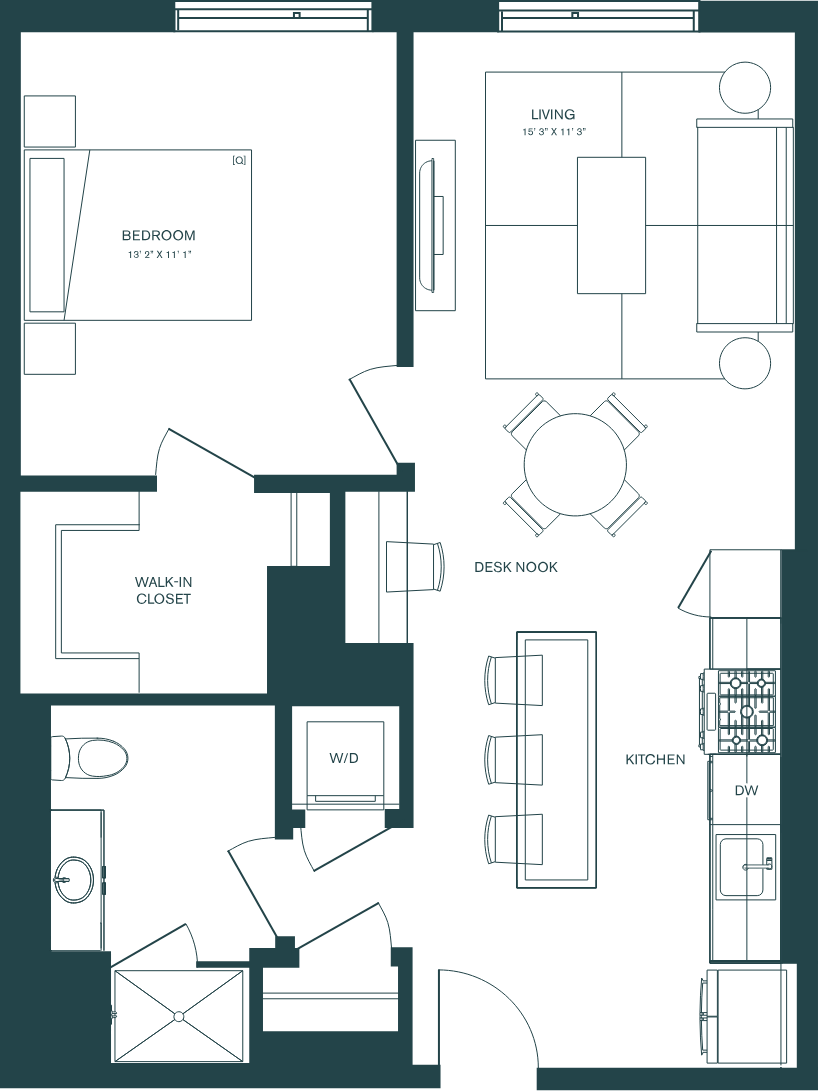 1 Bed/1 Bath-B6 floor plan